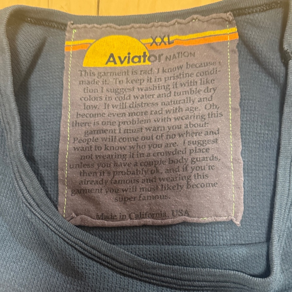 Aviator Nation Logo Long Sleeve charcole thermal XXL (wears like a L) - Picture 3 of 8